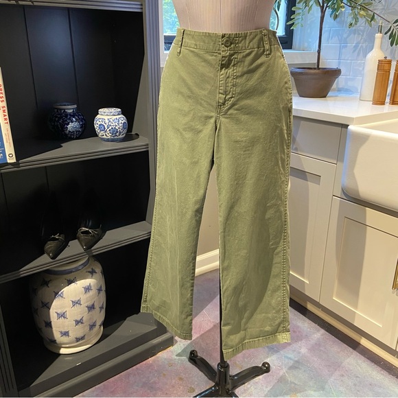 J. Crew Wide Leg Green Utility Slacks – Size 25P - Picture 1 of 8